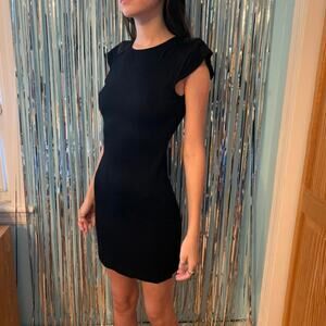 BLACK SEQUIN DETAIL OPEN-BACK DRESS